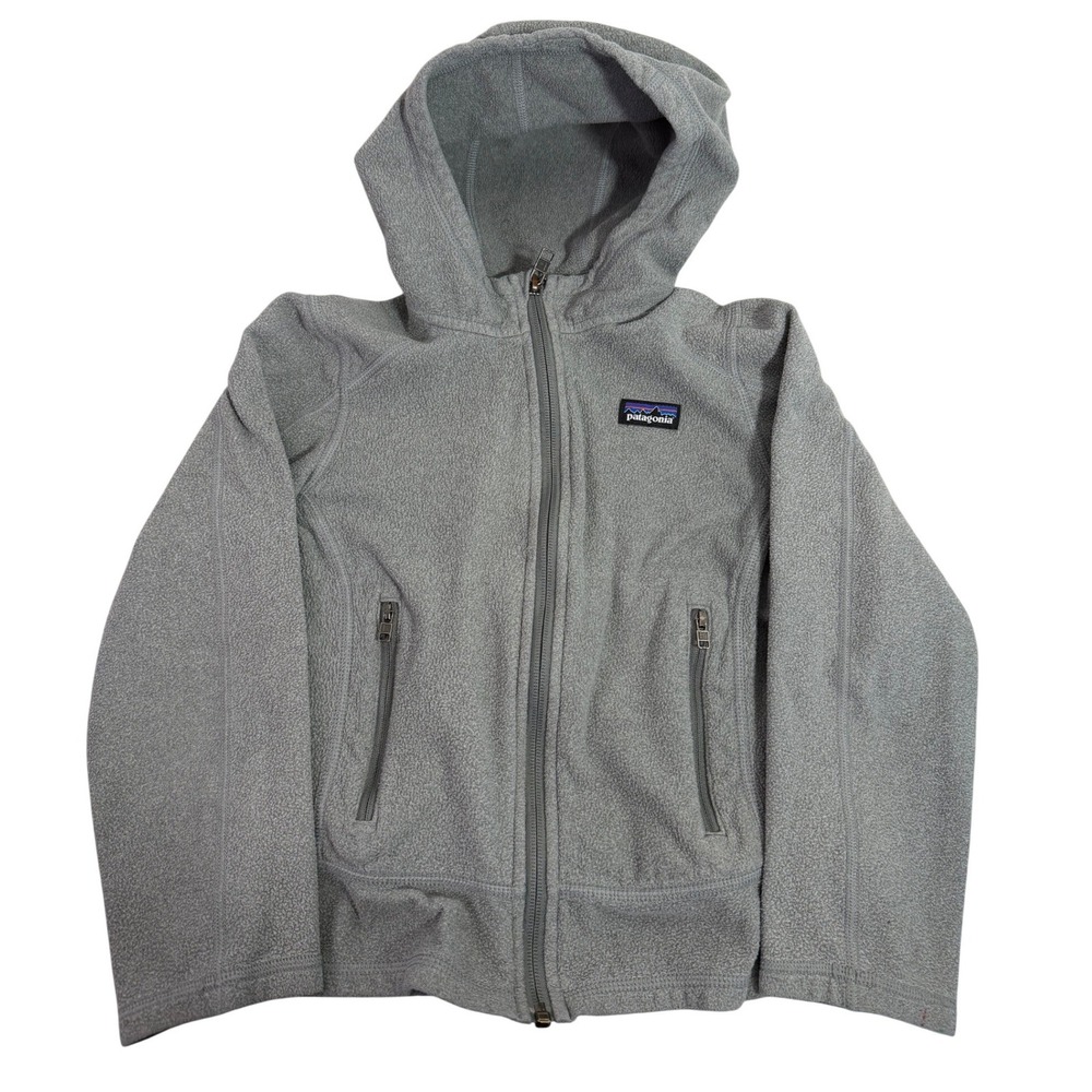 Patagonia Micro D Fleece Hoodie Girls Size 8 Small Grey Full Zip 65075 SP15